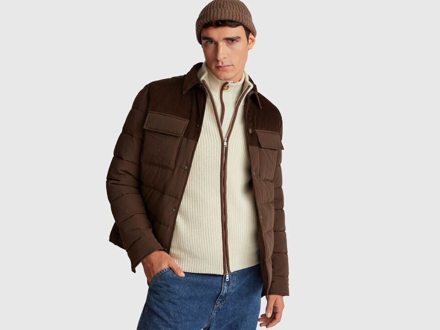giacca in velluto a coste e nylon