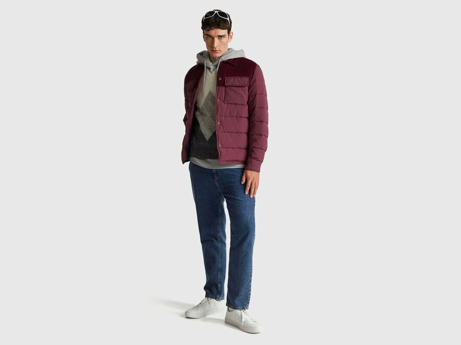 giacca in velluto a coste e nylon